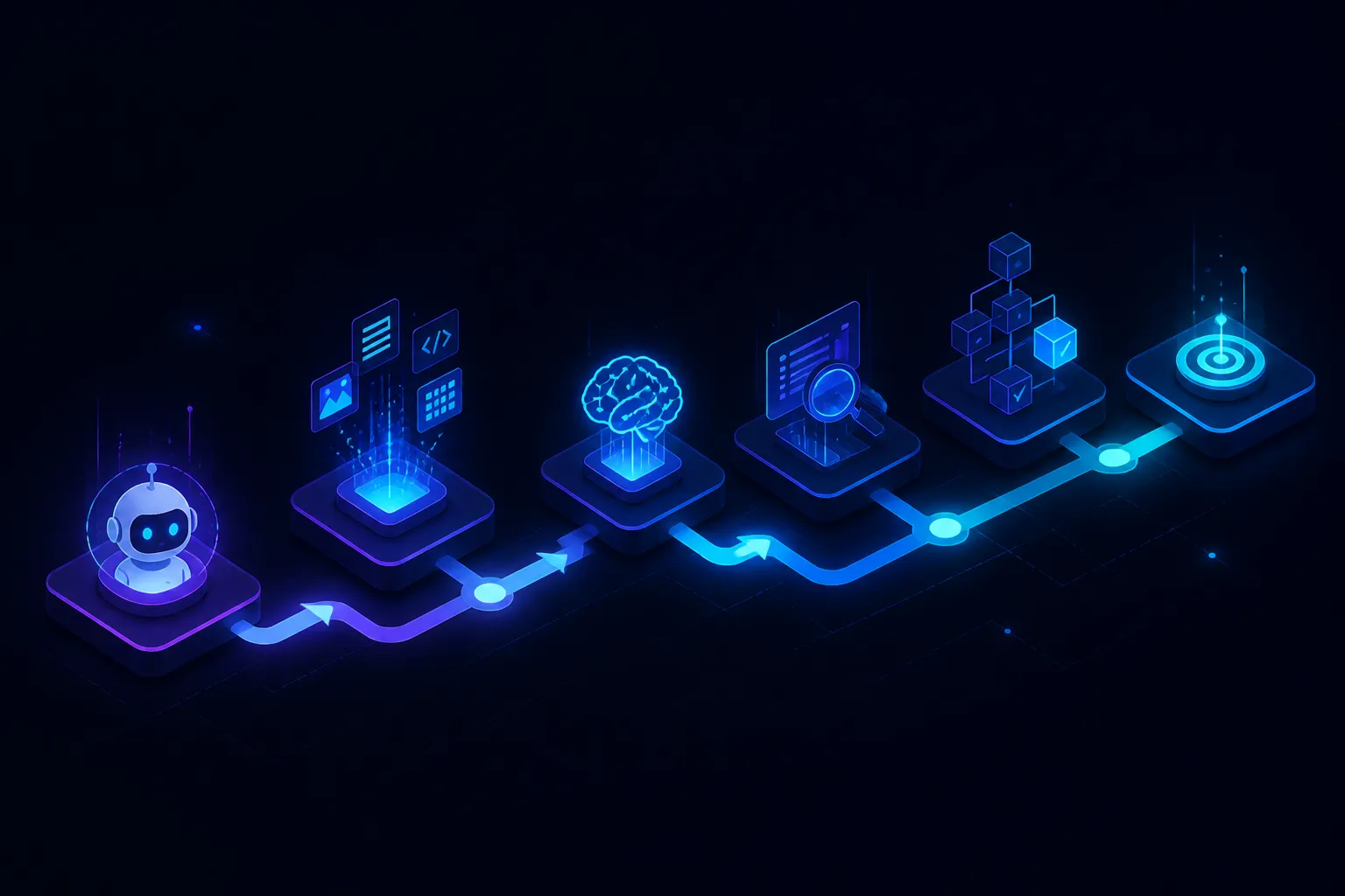 Chronological timeline mapping sequential footprints of AI decision making